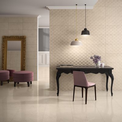 Cerâmica com efeito de mármore Bianco Perlino para sala elegante - Absolute da Recer