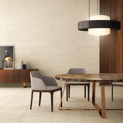 Cerâmica com efeito de mármore Bianco Perlino para comedor elegante - Absolute da Recer