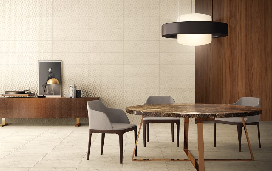 Cerâmica com efeito de mármore Bianco Perlino para comedor elegante - Absolute da Recer