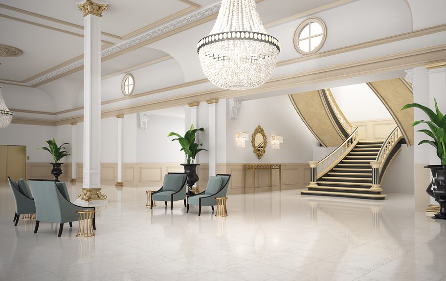 Cerâmica com efeito de mármore Bianco Perlino para sala elegante - Absolute da Recer