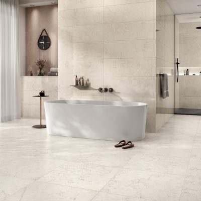 Cerâmica com efeito de mármore Bianco Perlino para casa de banho elegante - Absolute da Recer