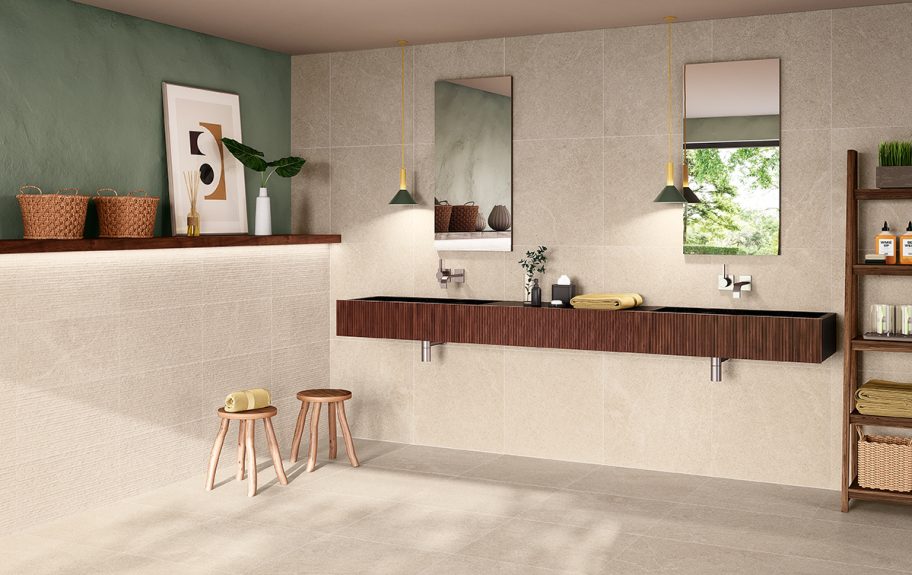 Azulejo efeito de pedra arenito para casa de banho moderna - Alliance da Recer