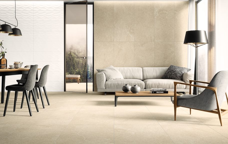 Azulejo branco 3D para sala elegante - More Natur Mate da Recer