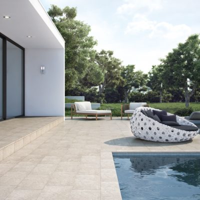 Cerâmica que imita pedra para pátio moderno com piscina - Wild Rock da Recer
