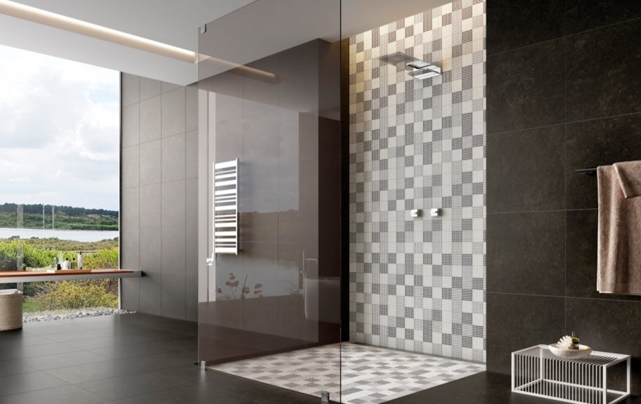 Cerâmicas em preto e branco para casa de banho elegante - Dot da Recer