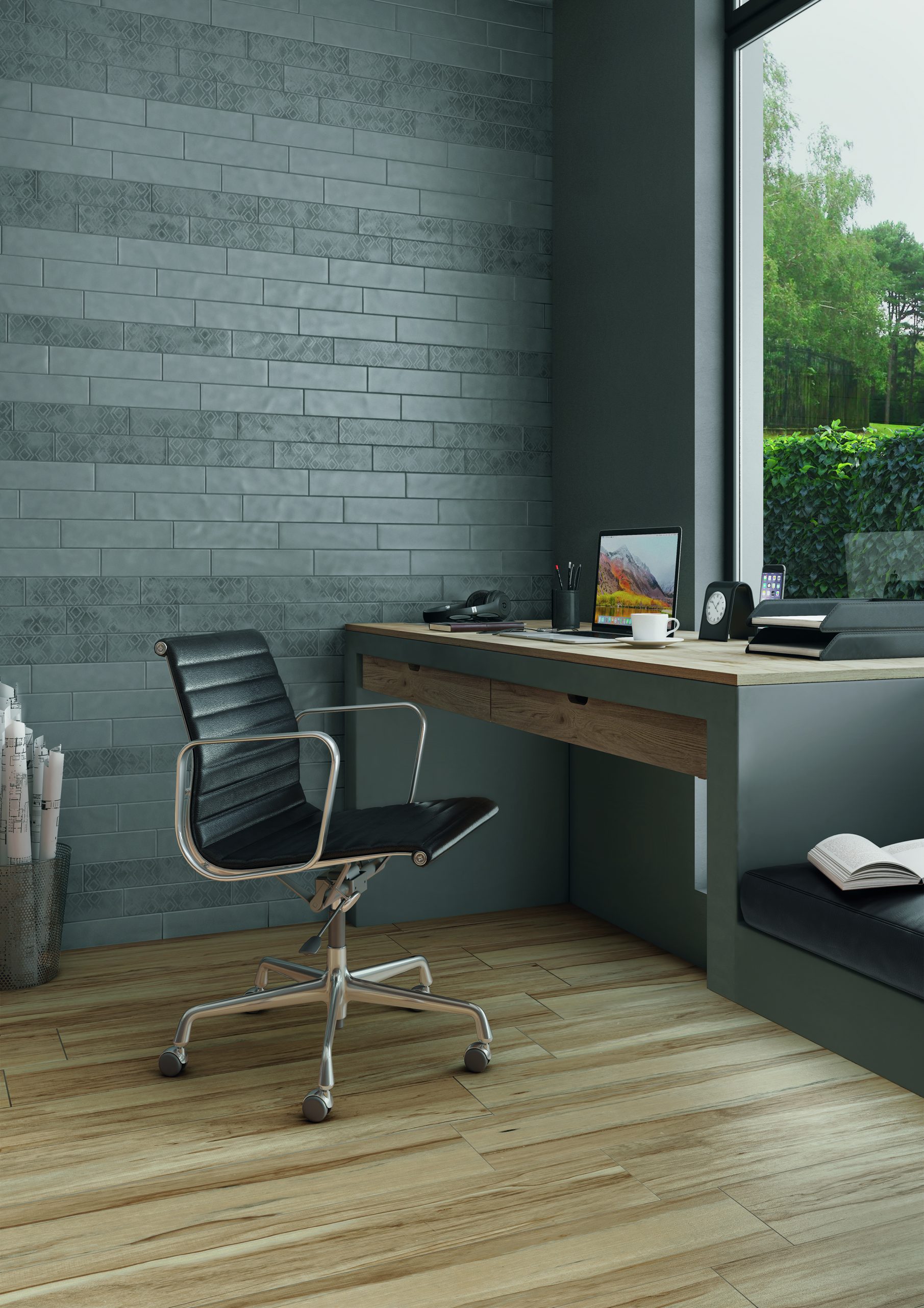 Magnes Dark Grey 7,5x30 e Magnes Decor Dark Grey e Magis Wood 120x20R