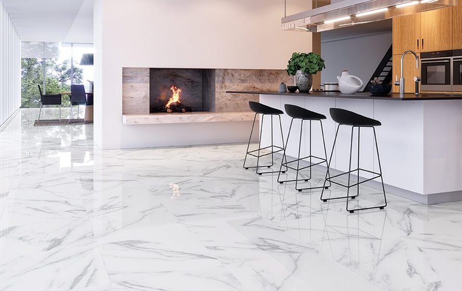 Cerâmica com efeito de mármore Calacatta para cozinha luxuosa - Mastery da Recer