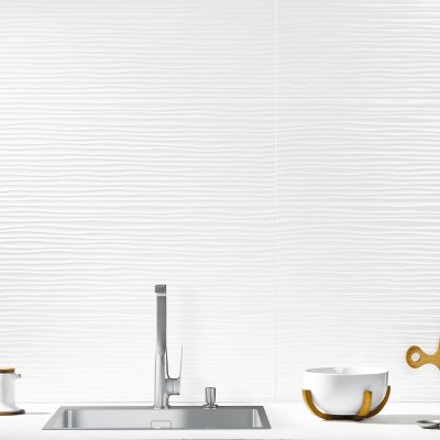 Azulejo branco 3D para cozinha moderna – More Blend Recer