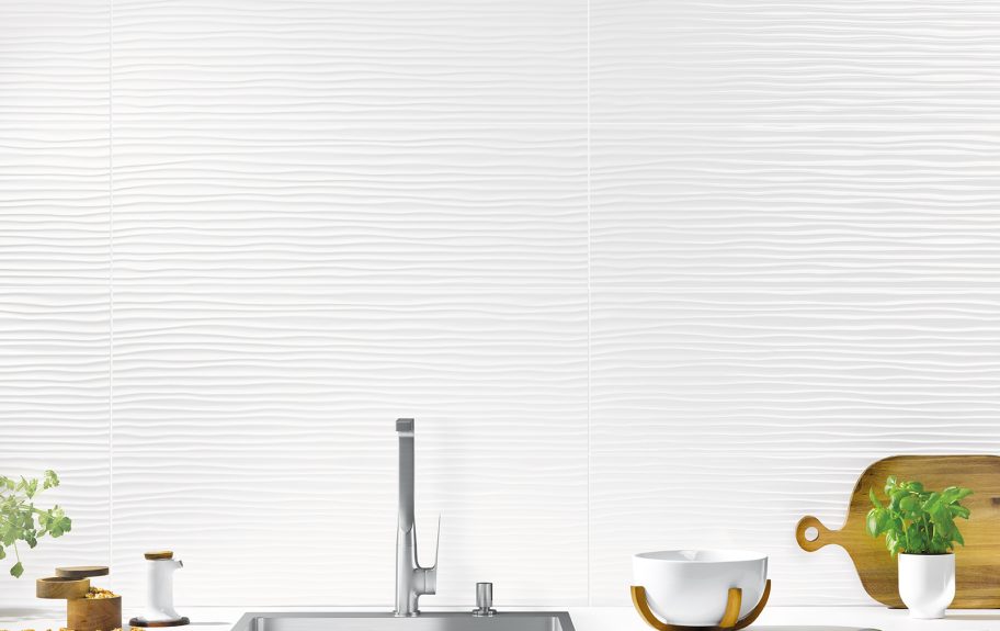 Azulejo branco 3D para cozinha moderna – More Bend Recer