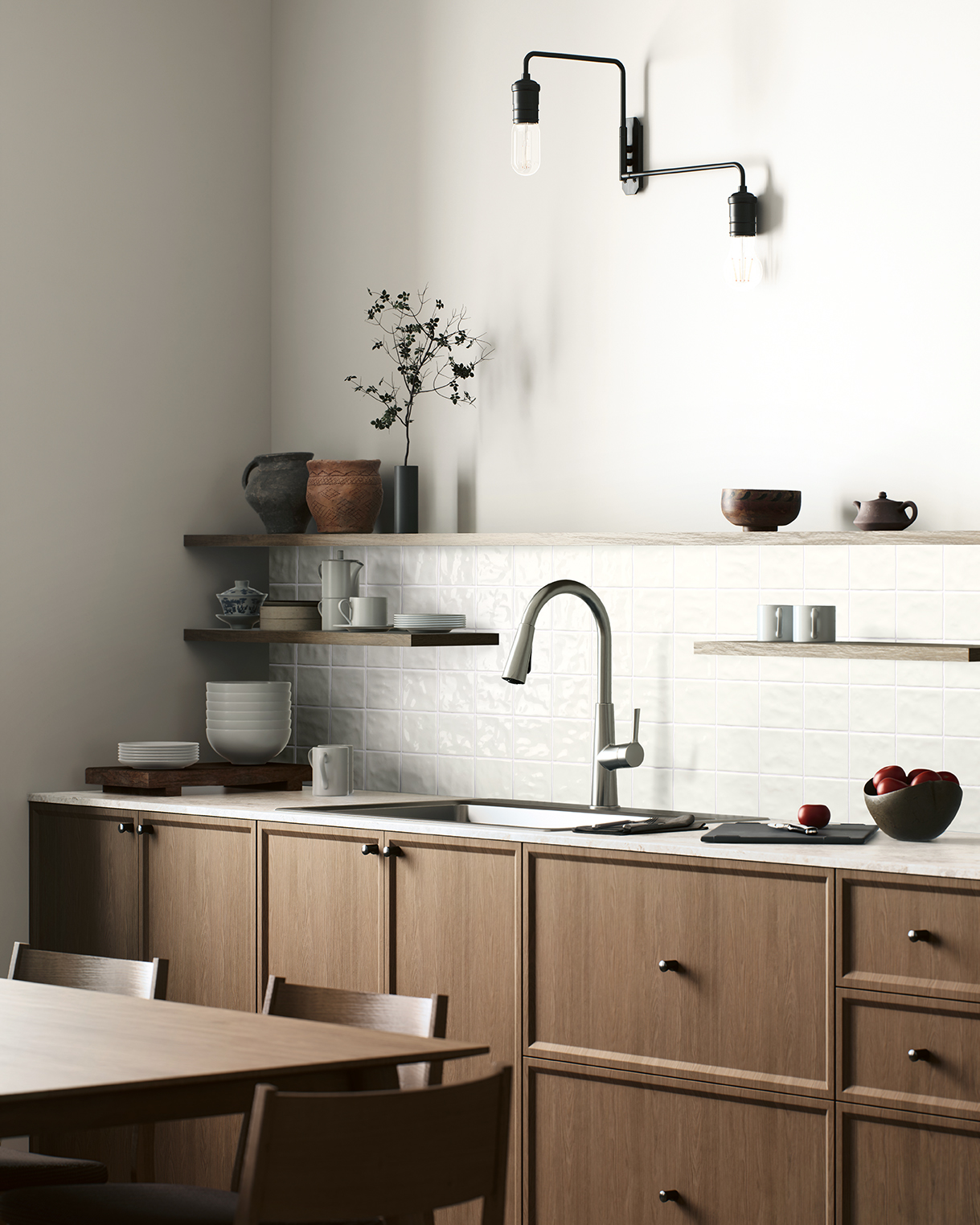 A Contemporary Modern Kitchen Featuring an Elegant Design that Incorporates Natural Elements