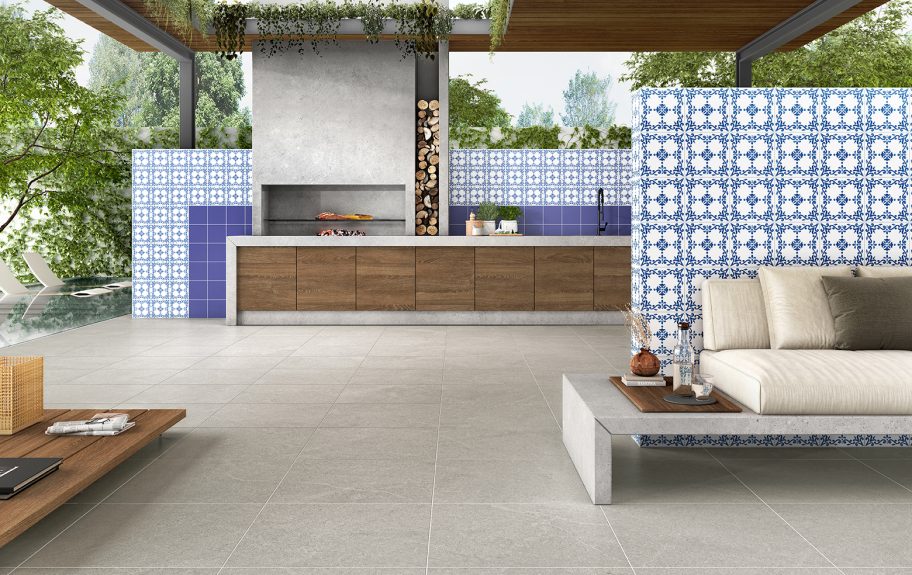 Azulejo efeito de pedra arenito para sala pátio acolhedor - Alliance da Recer