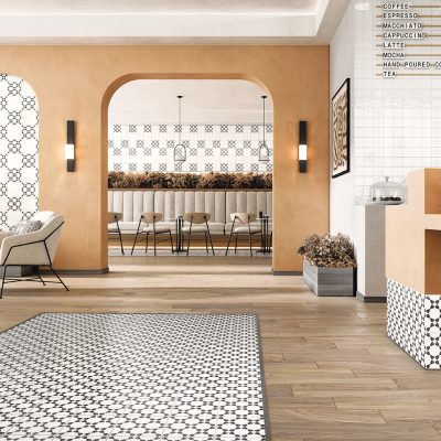 Azulejos mediterrânicos para restaurante moderno - Sentir Projetos da Recer
