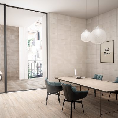 Cerâmica com efeito gesso e cimento para espaços elegantes - Sphata da Recer