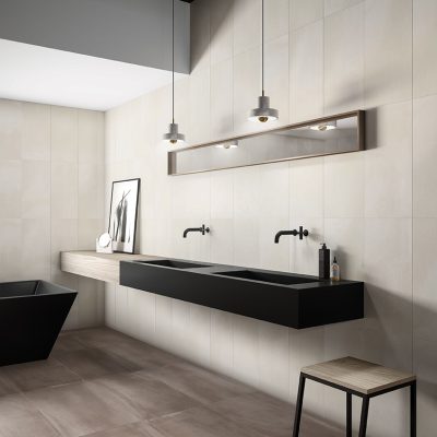 Cerâmica com efeito gesso e cimento para casa de banho moderna - Sphata da Recer