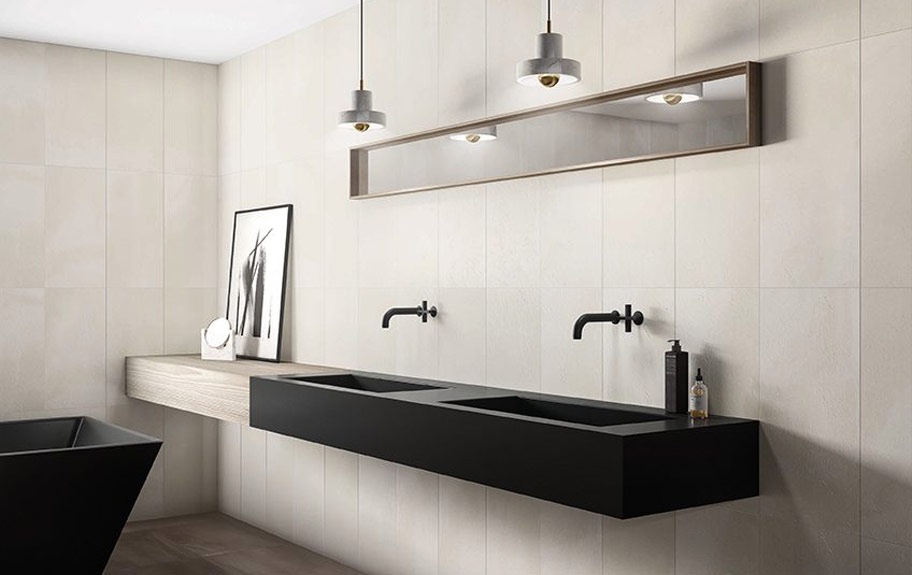 Cerâmica com efeito gesso e cimento para casa de banho moderna - Sphata da Recer