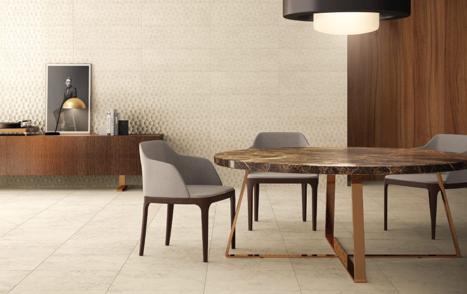 Cerâmica com efeito de mármore Bianco Perlino para sala elegante - Absolute da Recer