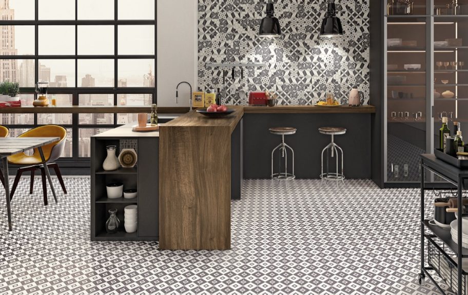 Azulejos Hidráulicos Pretos e Brancos para cozinha vintage - Twenties da Recer