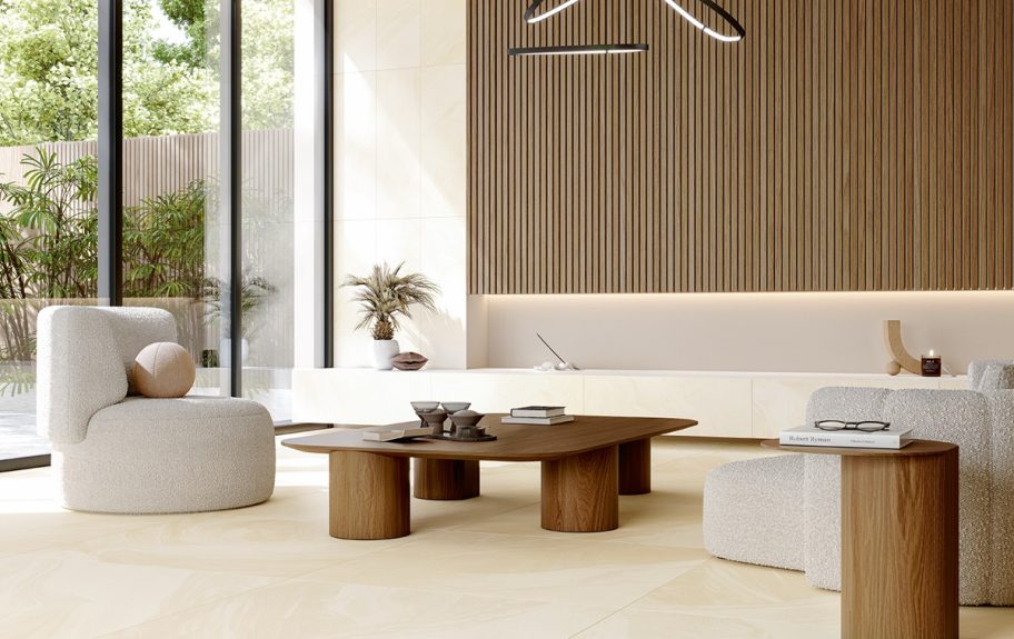 Cerâmica com Efeito de Arenito Natural para sala minimalista - Dune Beige da Recer