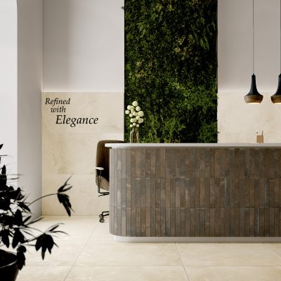 Cerâmica com efeito oxidado para casas de banho urbanas - Metalcrete da Recer