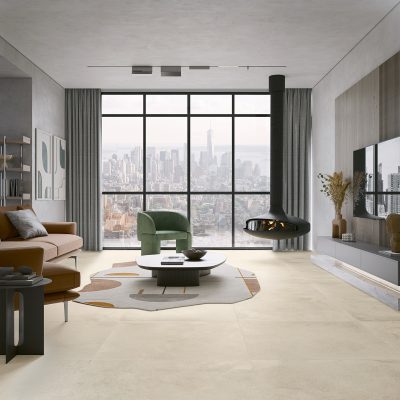 Cerâmica com efeito oxidado para salas de estilo industrial - Metalcrete da Recer