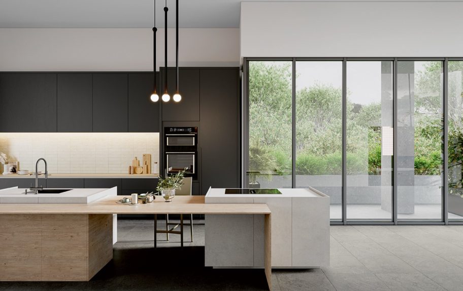 Cerâmica com efeito de pedra sedimentada para cozinhas urbanas - Palazzo Grey 60x60 da Recer