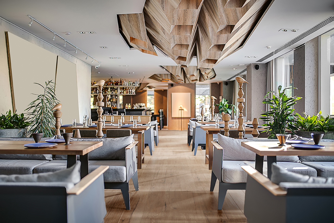 Restaurant,In,A,Modern,Style,With,Textured,Walls,And,A